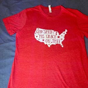 Bella Canvas Red Short Sleeve Tee with White USA Map Graphic